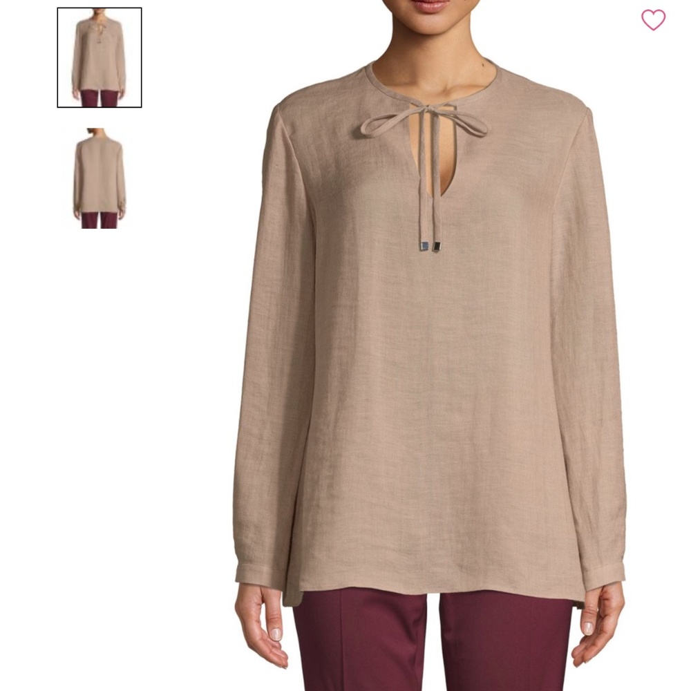 NWT Lafayette 148 NY Self-Tie Linen Blouse Large